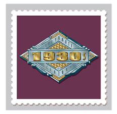 Design & Illustration for the USPS Celebrate The Century Stamp Book - 1930’s. Representing the influence of Art Deco on US Architecture and embellishments of the decade.
