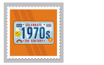 Design & Illustration for the USPS Celebrate The Century Stamp Book - 1970’s. The personalized licence plate phenomenon representing pop cultural influence on the decade.