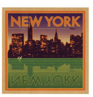 Intended to replicate a bygone era where travel labels created a longing to visit exciting destinations,  I like to refer to these labels as NuVintage. Perhaps a twilight, summer view from New Jersey in the early 1960s?